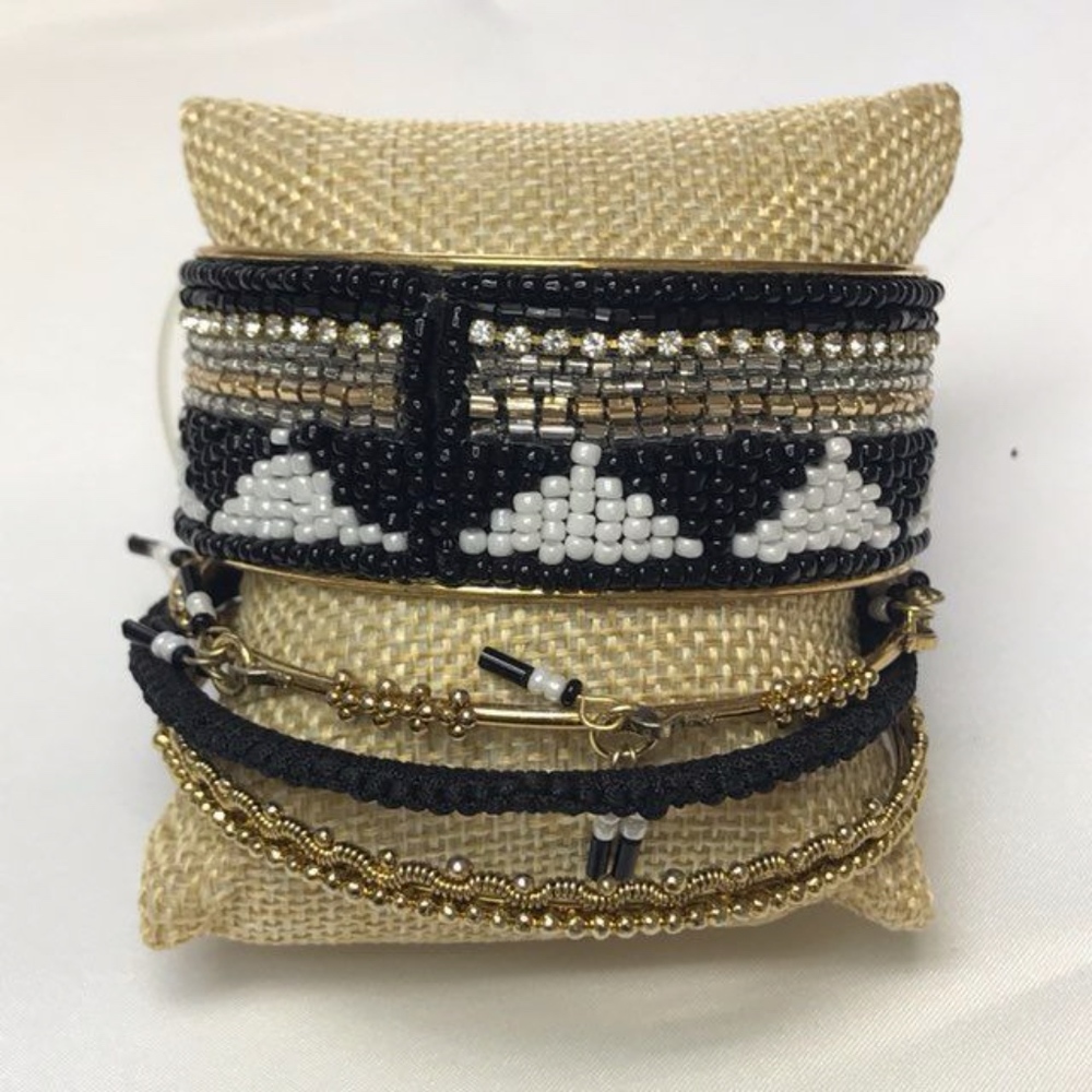 Charming Charlie Cuff Bangles Set Black and White